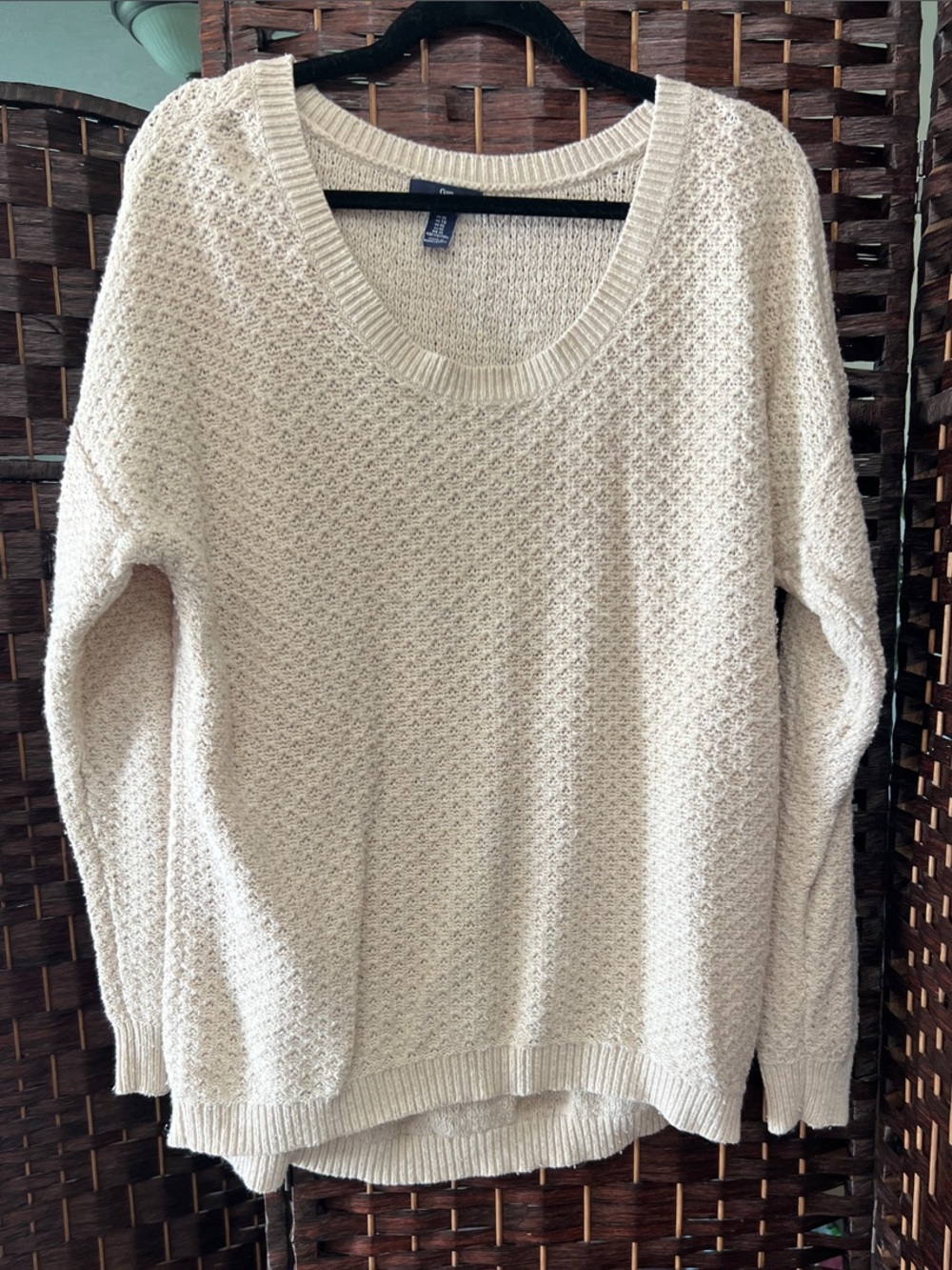 GAP Cream Textured Scoop-Neck Sweater